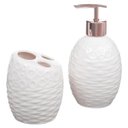 Ver imagem 2 de Kit Banheiro Lavabo Porta Sabonete Líquido 2 Peças/ Rosê 070