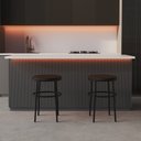 Ver imagem 1 de Banqueta Itália Redonda Estofada 65cm Aço Preto e Corino Impermeável - para Cozinha e Bar