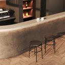 Ver imagem 3 de Banqueta Itália Redonda Estofada 65cm Aço Preto e Corino Impermeável - para Cozinha e Bar