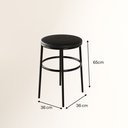 Ver imagem 4 de Banqueta Itália Redonda Estofada 65cm Aço Preto e Corino Impermeável - para Cozinha e Bar
