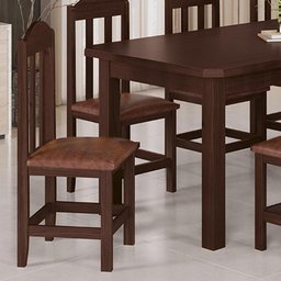 Conjunto Mesa com 8 Cadeiras Madeira Maciça Estofado Corino Marrom 200cm Castanho Amelia Shop Jm - 6