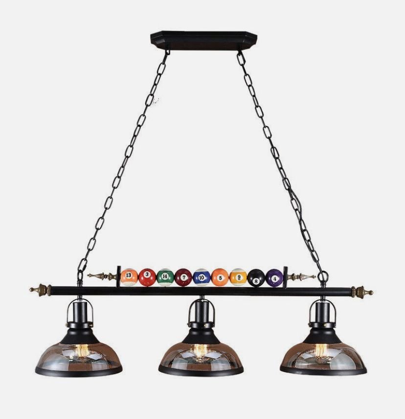 Lustre Pendente Industrial Retrô Preto E27 Triplo Bola de Sinuca Bivolt - 2