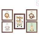 Ver imagem 1 de Kit 5 Quadros Decorativos Safari Baby Aquarela Bege:tabaco