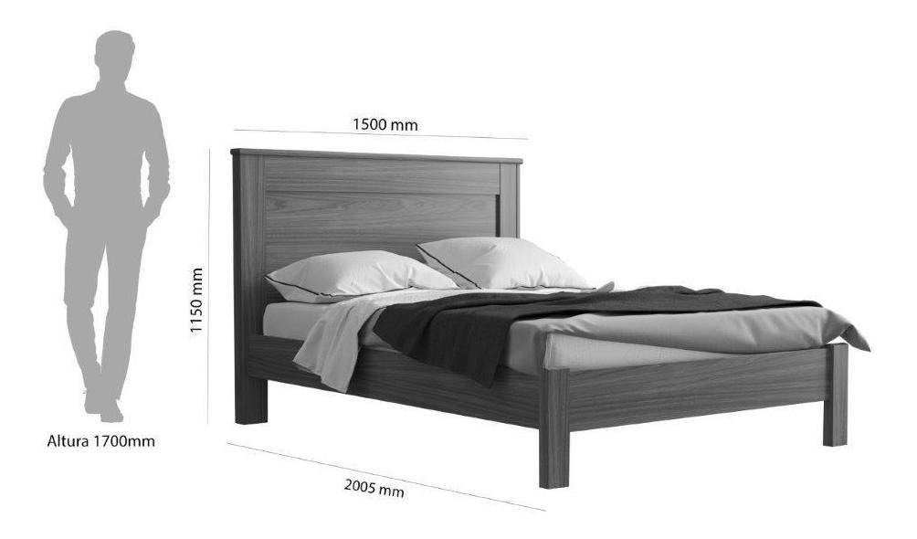 Cama De Casal Munich Cor Branco Amadeirado P/ Colchão 1,38m ROBEL - 2