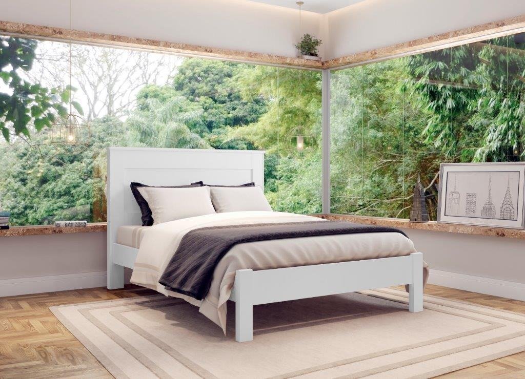 Cama De Casal Munich Cor Branco Amadeirado P/ Colchão 1,38m ROBEL - 3