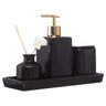 Jogo Banheiro Lavabo Porcelana Bandeja Aromatizador Difusor / Kb-805 - Preto - 2
