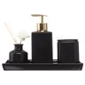 Jogo Banheiro Lavabo Porcelana Bandeja Aromatizador Difusor / Kb-805 - Preto - 1