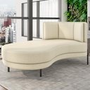 Ver imagem 2 de Chaise Longue Divã 164cm Braço Esquerdo Logus D06 Linho Creme - Mpozenato