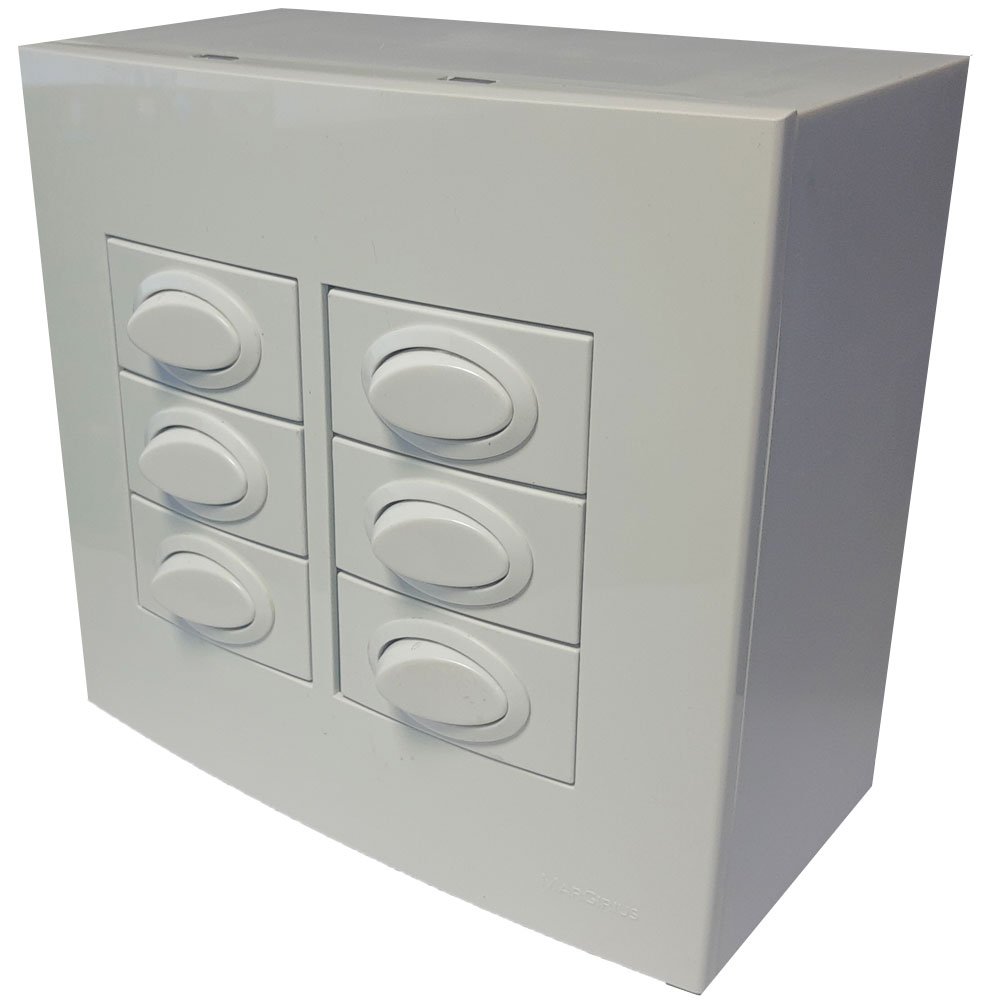 Caixa 4x4 Versatil Sobrepor Branco - 6 interruptores pulsador para aparelhos - 1