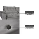 Ver imagem 2 de Sofá Retrátil Reclinável 2,90m com Molas e Espuma D33 Biondi Veludocristal - Netsofas - Cinza