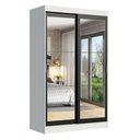 Ver imagem 2 de Guarda-Roupa Solteiro Madesa Tokio 2 Portas de Correr de Espelho 2 Gavetas Branco/Preto Cor:Branco/P