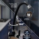 Ver imagem 4 de Torneira Cozinha Parede Giratória Bica Móvel Abs 1/4 de Volta Único