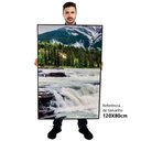 Ver imagem 2 de Kit Quadro Decorativo 3 Telas Canvas a Cachoeira Tacolado Moldura Flutuante 4,5cm Branca 80 X 120cm