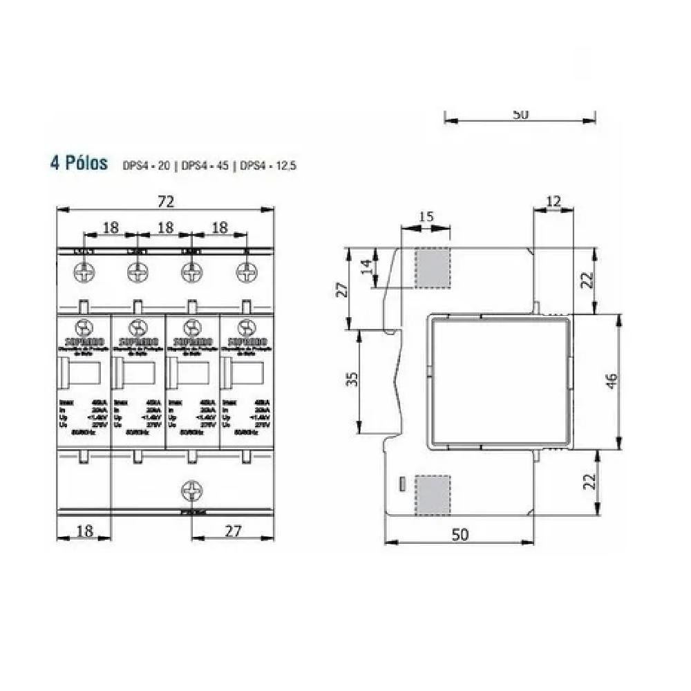 Dispositivo Protetor De Surto Dps 4 Polos Trifasico 20ka - 2