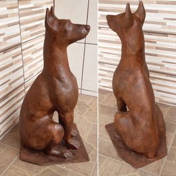 CACHORRO DOBERMANN O PAR ESCULTURA FERRO FUNDIDO PRONTO ARTES - 5