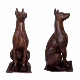 CACHORRO DOBERMANN O PAR ESCULTURA FERRO FUNDIDO PRONTO ARTES - 2