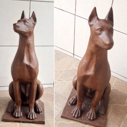 CACHORRO DOBERMANN O PAR ESCULTURA FERRO FUNDIDO PRONTO ARTES - 1