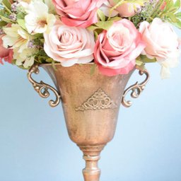 Flores artificiais Arranjo de Flores Rosas e Astromélias no Taça Rose Gold|Formosinha - 9