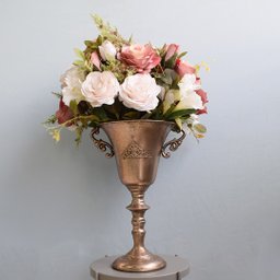 Flores artificiais Arranjo de Flores Rosas e Astromélias no Taça Rose Gold|Formosinha - 13