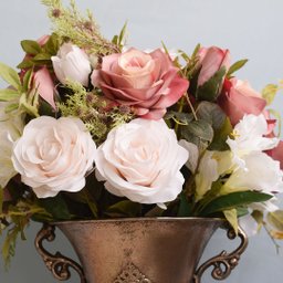 Flores artificiais Arranjo de Flores Rosas e Astromélias no Taça Rose Gold|Formosinha - 2