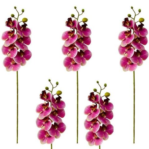 Haste Orquídea Artificial Rosa e Amarela - Kit 12 Unidades | Formosinha