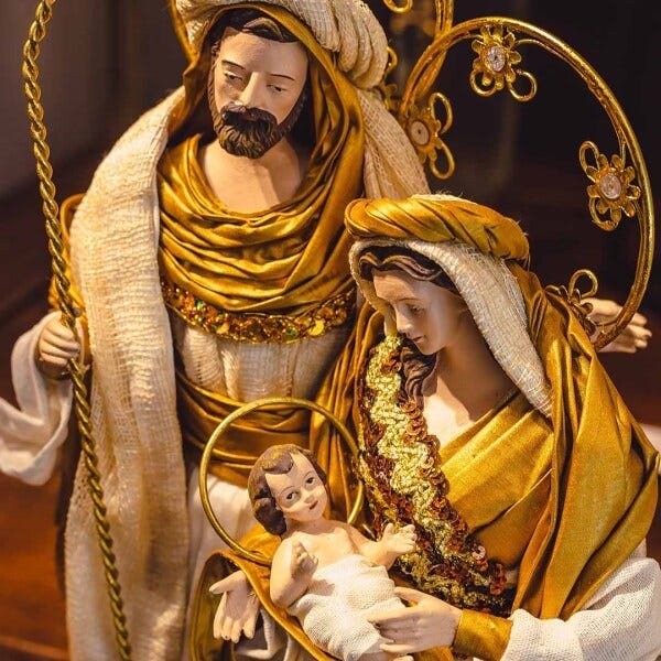 Sagrada Família Nude e Dourado 36cm | Linha Sacra Natal Formosinha - 3