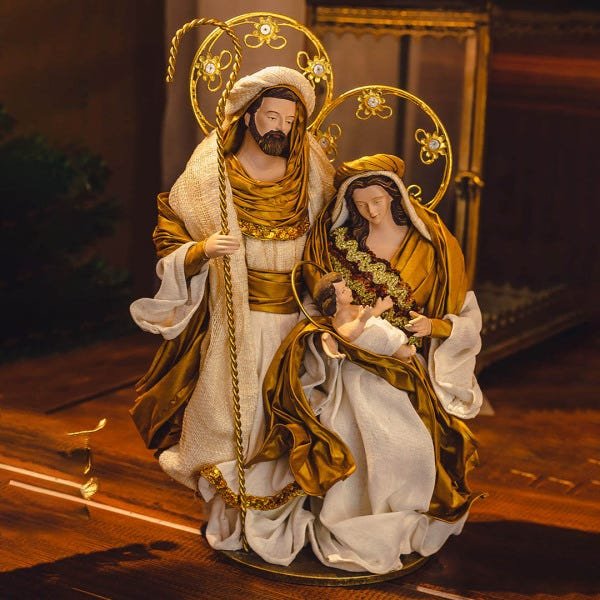 Sagrada Família Nude e Dourado 36cm | Linha Sacra Natal Formosinha - 1