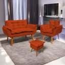 Ver imagem 2 de Kit Namoradeira Poltrona e Puff Decorativo para Sala Manicure Consultório Alice Suede
