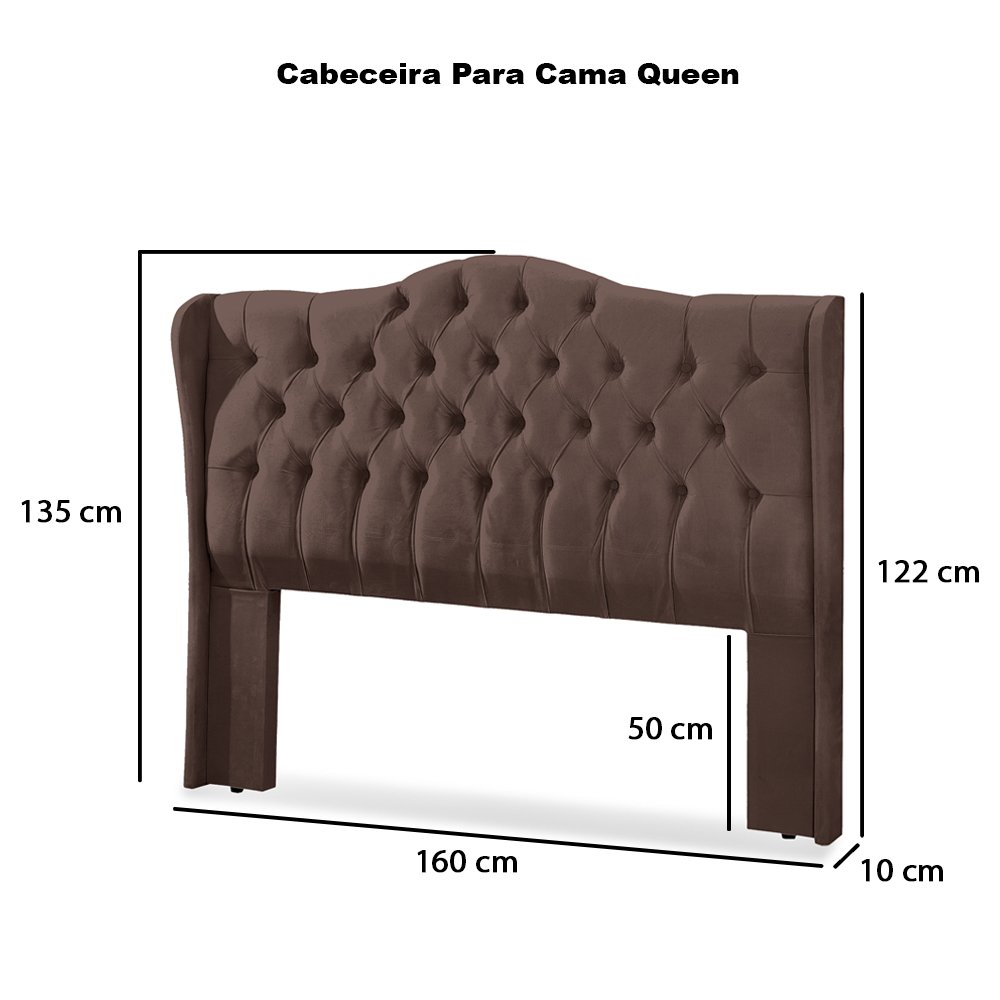 Conjunto Cabeceira Box com Recamier Divã para Cama Queen 1.60 Dubai Pávia Marrom - Lh Móveis - 7