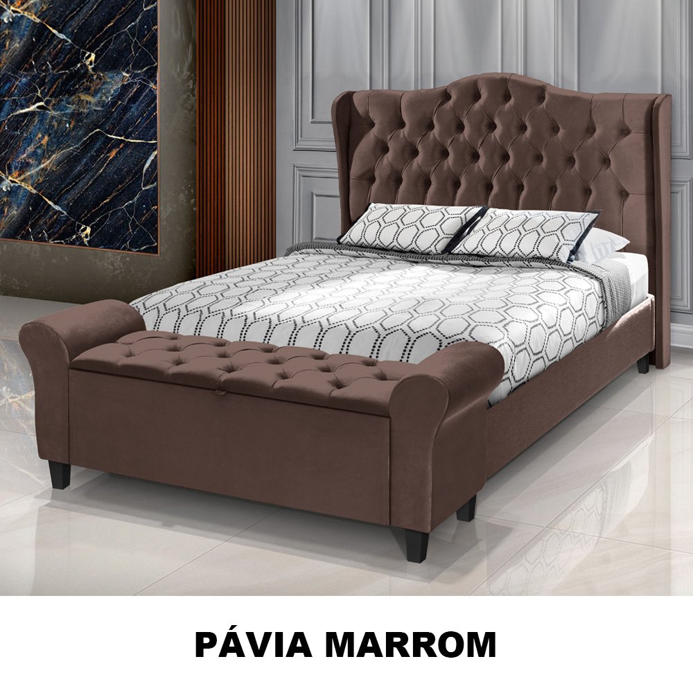 Conjunto Cabeceira Box com Recamier Divã para Cama Queen 1.60 Dubai Pávia Marrom - Lh Móveis - 5