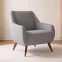 Ver imagem 2 de Poltrona Decorativa Fixa Pés de Madeira Paloma D02 Linho Cinza Escuro C-416 - Lyam Decor