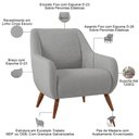 Ver imagem 5 de Poltrona Decorativa Fixa Pés de Madeira Paloma D02 Linho Cinza Escuro C-416 - Lyam Decor