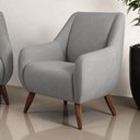 Ver imagem 3 de Poltrona Decorativa Fixa Pés de Madeira Paloma D02 Linho Cinza Escuro C-416 - Lyam Decor