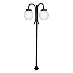 Poste Luminária Glob Duplo Braço Cima Preto 200cm - 1