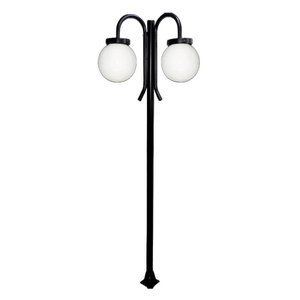 Poste Luminária Glob Duplo Braço Cima Preto 200cm