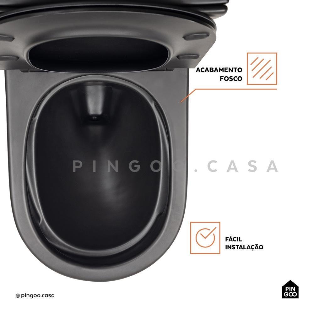 Kit Vaso Sanitário Monobloco Amazonita e Ducha Higiênica para Banheiro Apa - Preto - 3
