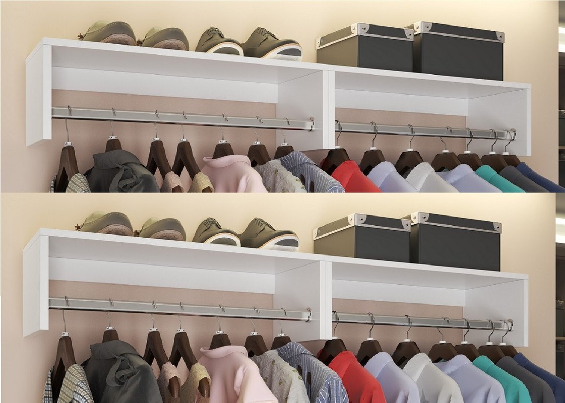 kit 4 uni Cabideiro Porta Cabide Araras De Roupas Prateleira Multiuso AJL Oferta Cabides suspensos - 2