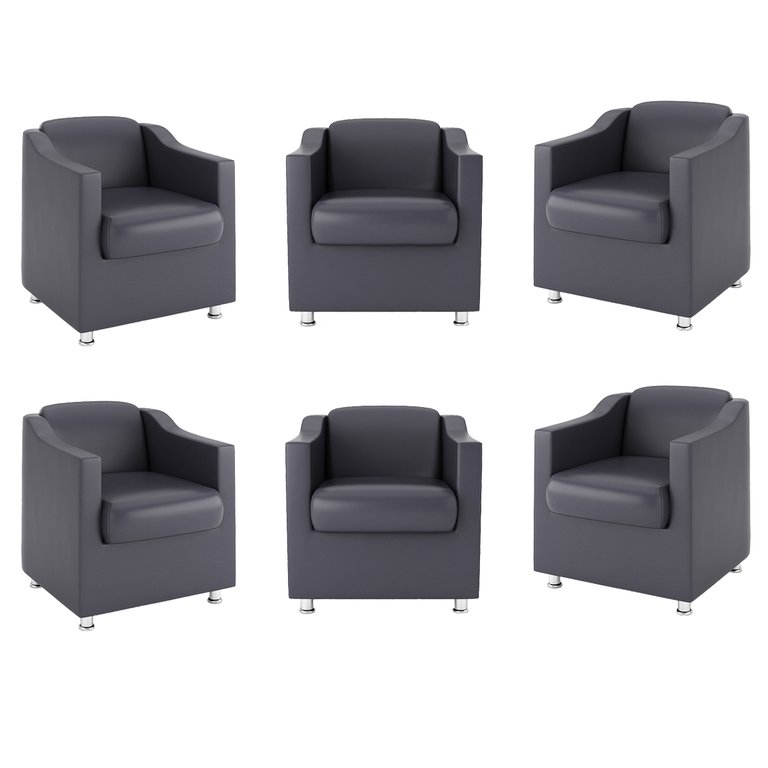 Kit 6 Poltronas Tilla Recepção Consultorio Médico Balaqui Cor:Courino Cinza Kit 6 Poltronas Tilla Recepção Consultorio Médico Balaqui Cor:Courino Cinza