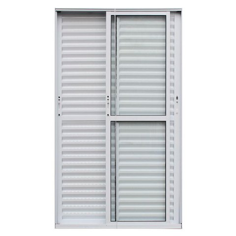 Porta de Correr Alumínio Branco Veneziana 03 Folhas Maxx - 210x160 - Direita