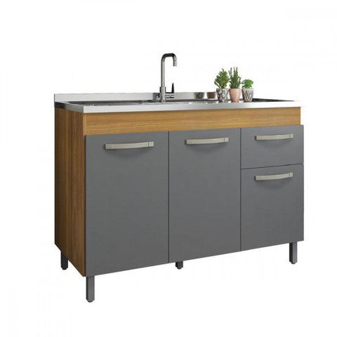 Balcão 1,19 para Pia Home – 3 Portas 1 Gaveta Mdp 120cm – Fiorello
