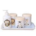 Ver imagem 2 de Kit Higiene Bebê Safari 5 Pçs C/ Bandeja - Porcelana e Pinus