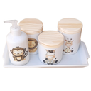 Ver imagem 3 de Kit Higiene Bebê Safari 5 Pçs C/ Bandeja - Porcelana e Pinus