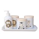 Ver imagem 1 de Kit Higiene Bebê Safari 5 Pçs C/ Bandeja - Porcelana e Pinus
