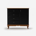 Ver imagem 2 de Cômoda 4 Gavetas 1 Porta Clássica Pés Luiz Xv Preto - Imbuia