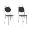 Ver imagem 1 de Cadeira Sala de Jantar 190 Aço Kit 2 Uni Prata - Assento Courano Preto - Carraro