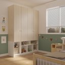 Ver imagem 1 de Guarda-Roupa 4 Portas com Nichos Curió Casatema MadeiraOriginals Marrom/Branco