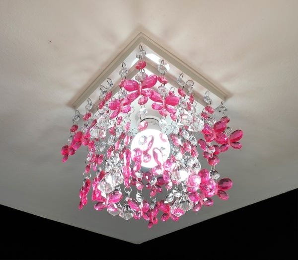 Lustre Luminária Plafon Decorar Quarto Infantil De Menina Tema Borboletas Decoração Rosa Pink - Caio - 6