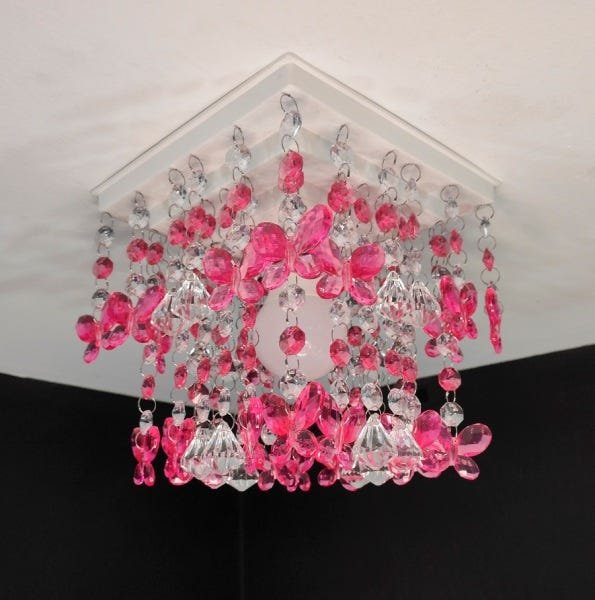 Lustre Luminária Plafon Decorar Quarto Infantil De Menina Tema Borboletas Decoração Rosa Pink - Caio - 4