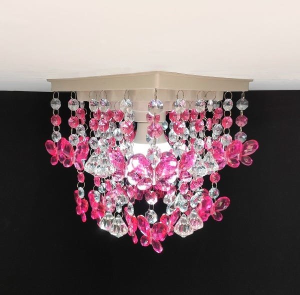 Lustre Luminária Plafon Decorar Quarto Infantil De Menina Tema Borboletas Decoração Rosa Pink - Caio - 7