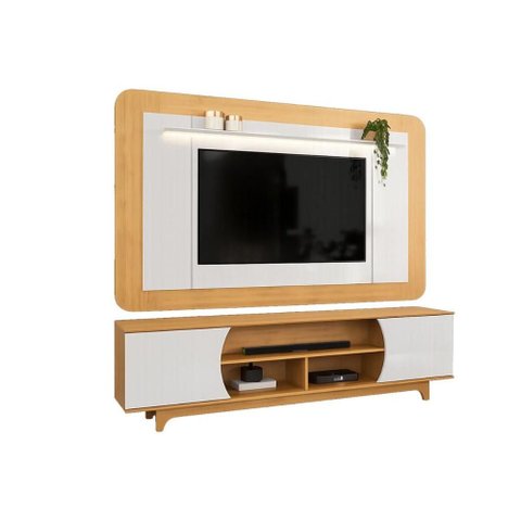 Rack c/Painel p/ TV 70 pol Ector 220cm Cedro/Bali DJ Móveis